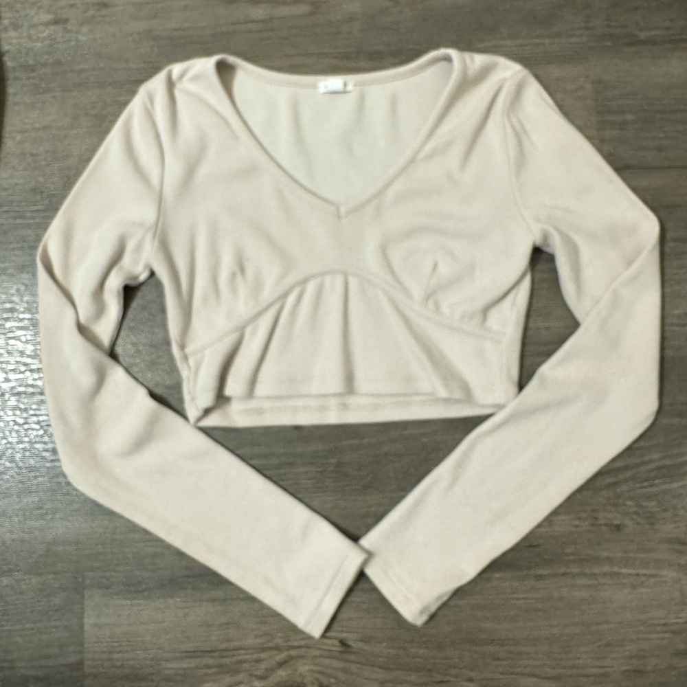 Cropped Long Sleeve Tan Shirt - Garage